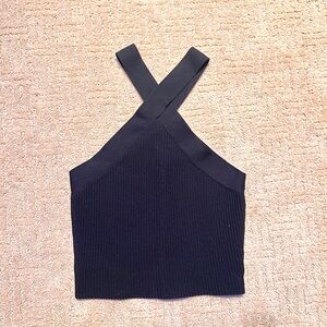 Forever 21 Black Cross neck halter Top
